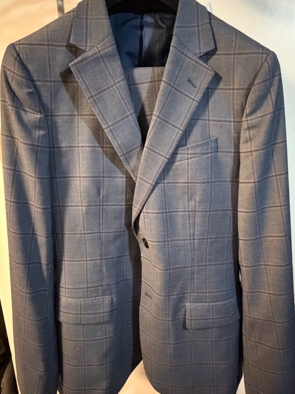 RW&CO. Men's Blue Plaid Sport Coat & Pants (Suit)
